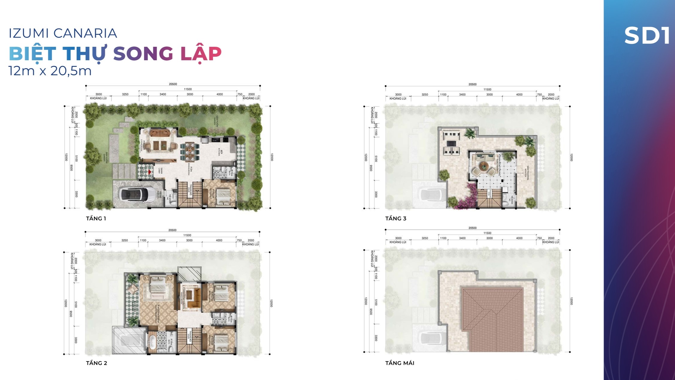 Layout Biệt Thự Song Lập Izumi City - Mặt bằng 1